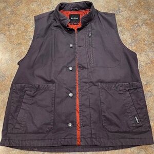 Prana Trembly Canvas Quilt Lined Button Closure Vest - Charcoal Gray - Mens XL